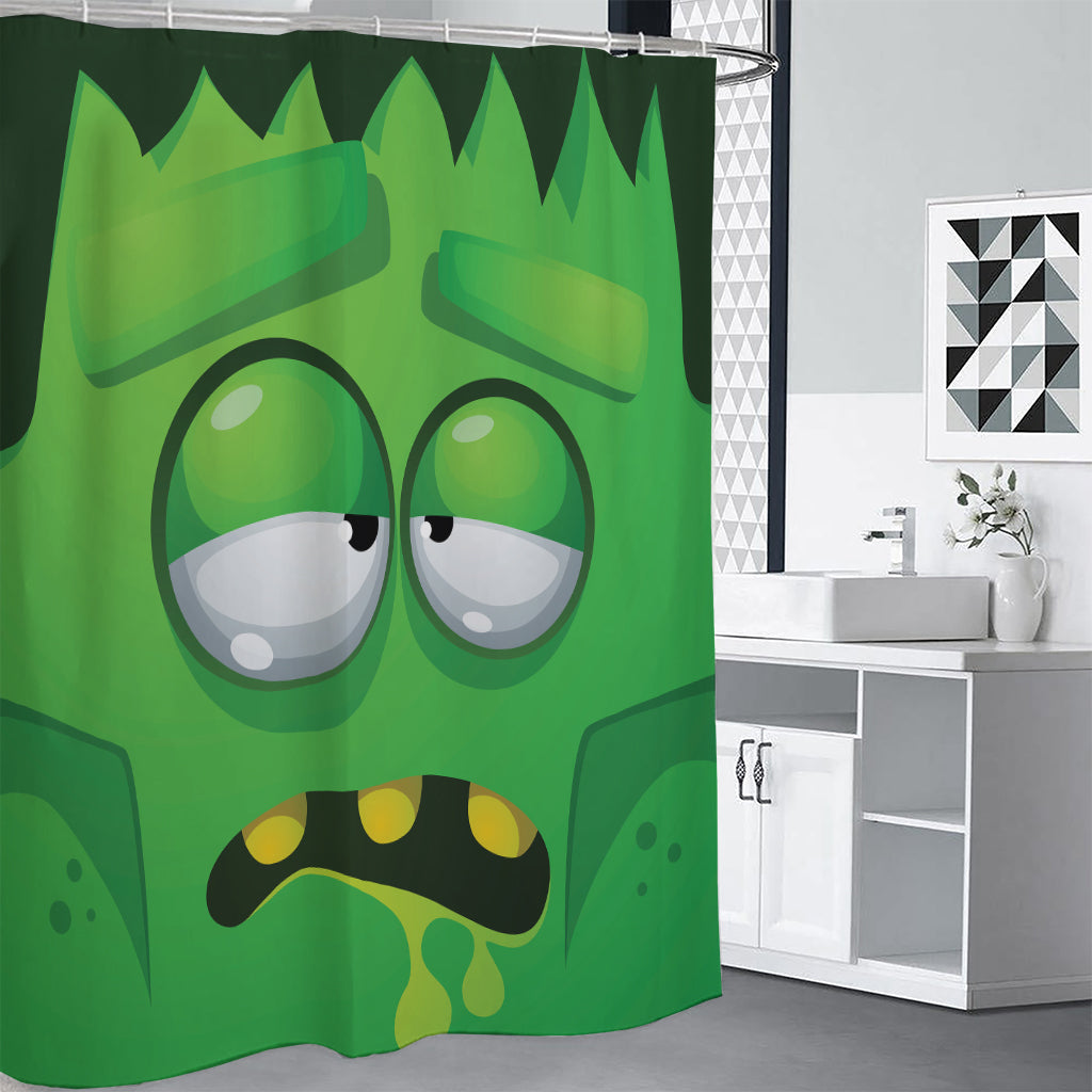 Halloween Frankenstein Face Print Premium Shower Curtain