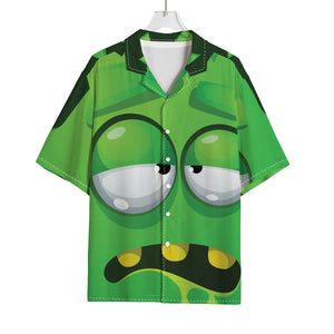 Halloween Frankenstein Face Print Rayon Hawaiian Shirt