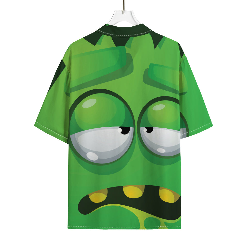 Halloween Frankenstein Face Print Rayon Hawaiian Shirt