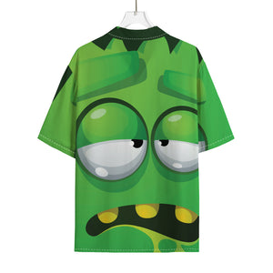 Halloween Frankenstein Face Print Rayon Hawaiian Shirt