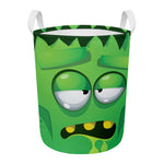 Halloween Frankenstein Face Print Round Laundry Basket