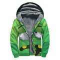 Halloween Frankenstein Face Print Sherpa Lined Zip Up Hoodie