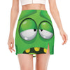 Halloween Frankenstein Face Print Side Slit Mini Skirt