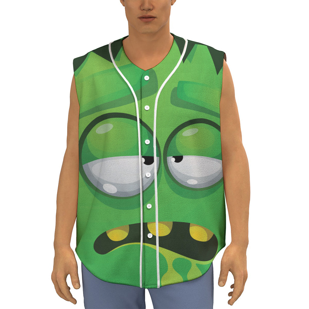 Halloween Frankenstein Face Print Sleeveless Baseball Jersey