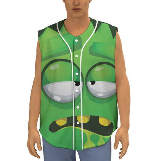 Halloween Frankenstein Face Print Sleeveless Baseball Jersey