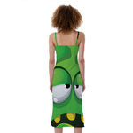 Halloween Frankenstein Face Print Slim Fit Midi Cami Dress