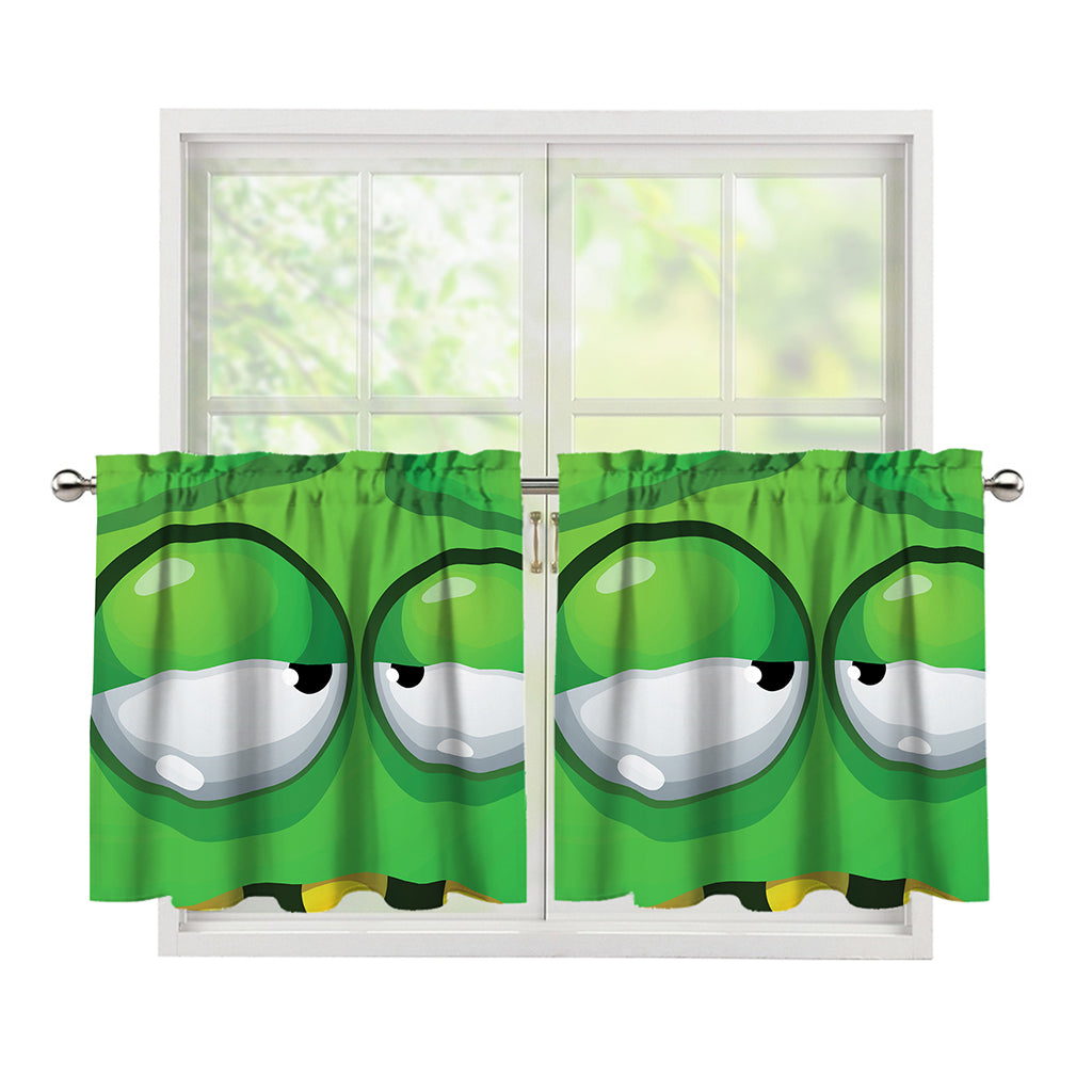 Halloween Frankenstein Face Print Tier Curtains