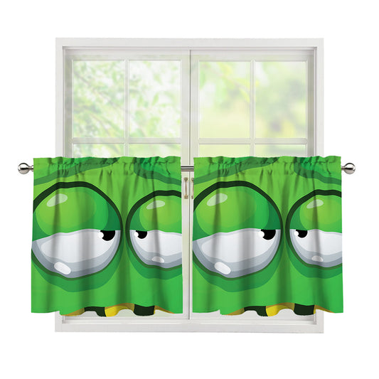 Halloween Frankenstein Face Print Tier Curtains