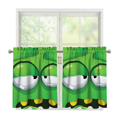 Halloween Frankenstein Face Print Tier Curtains