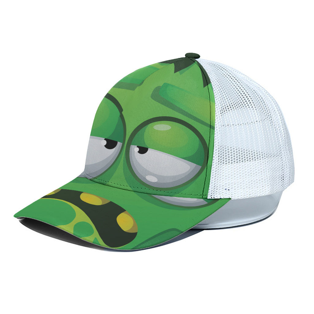 Halloween Frankenstein Face Print White Mesh Trucker Cap