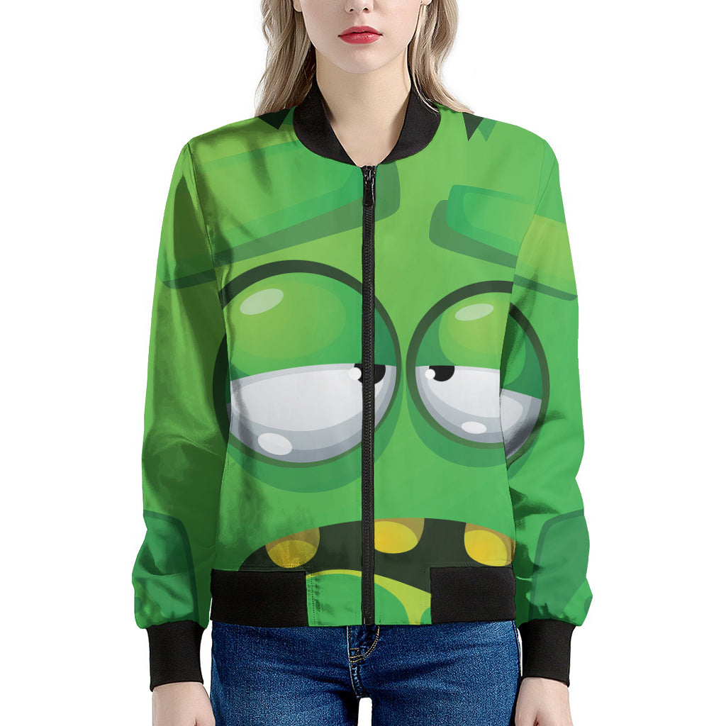 Halloween Frankenstein Face Print Women's Bomber Jacket