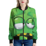 Halloween Frankenstein Face Print Women's Bomber Jacket
