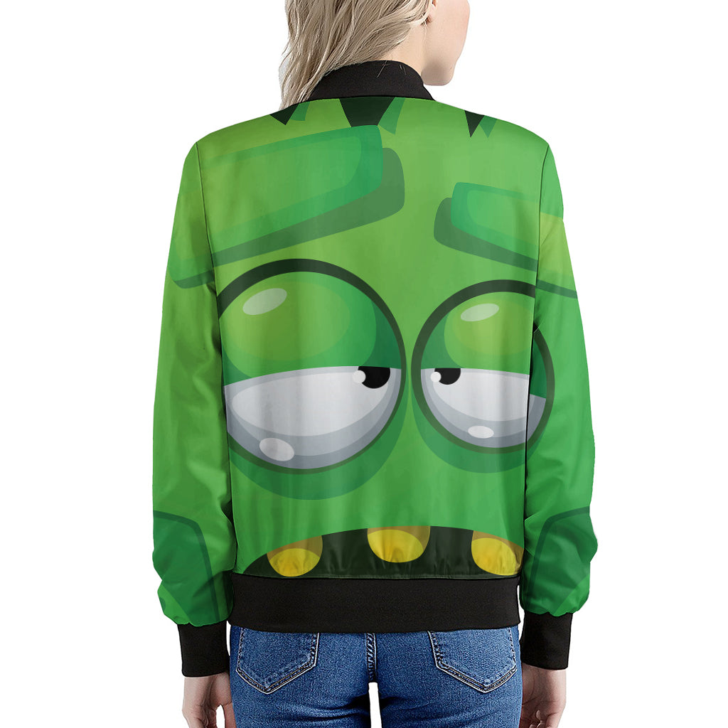 Halloween Frankenstein Face Print Women's Bomber Jacket