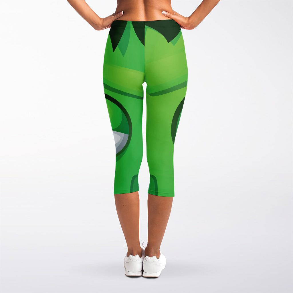 Halloween Frankenstein Face Print Women's Capri Leggings