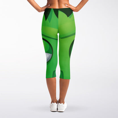 Halloween Frankenstein Face Print Women's Capri Leggings