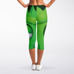 Halloween Frankenstein Face Print Women's Capri Leggings
