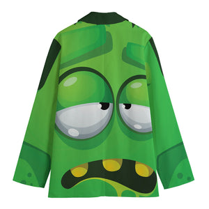 Halloween Frankenstein Face Print Women's Cotton Blazer