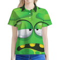Halloween Frankenstein Face Print Women's Polo Shirt