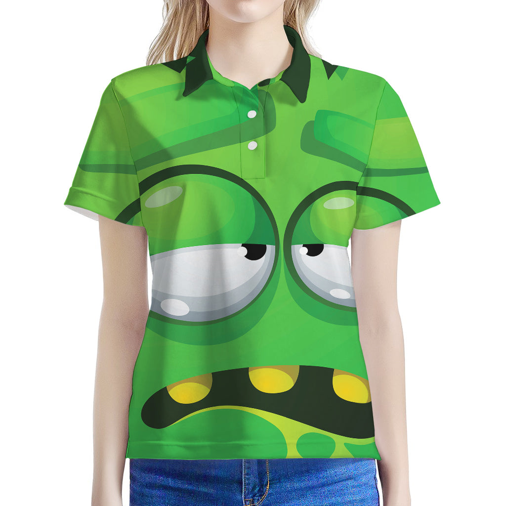 Halloween Frankenstein Face Print Women's Polo Shirt