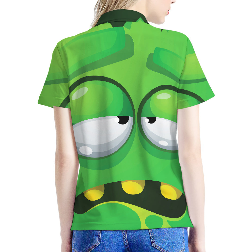 Halloween Frankenstein Face Print Women's Polo Shirt