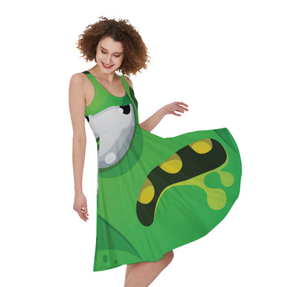 Halloween Frankenstein Face Print Women's Sleeveless Dress
