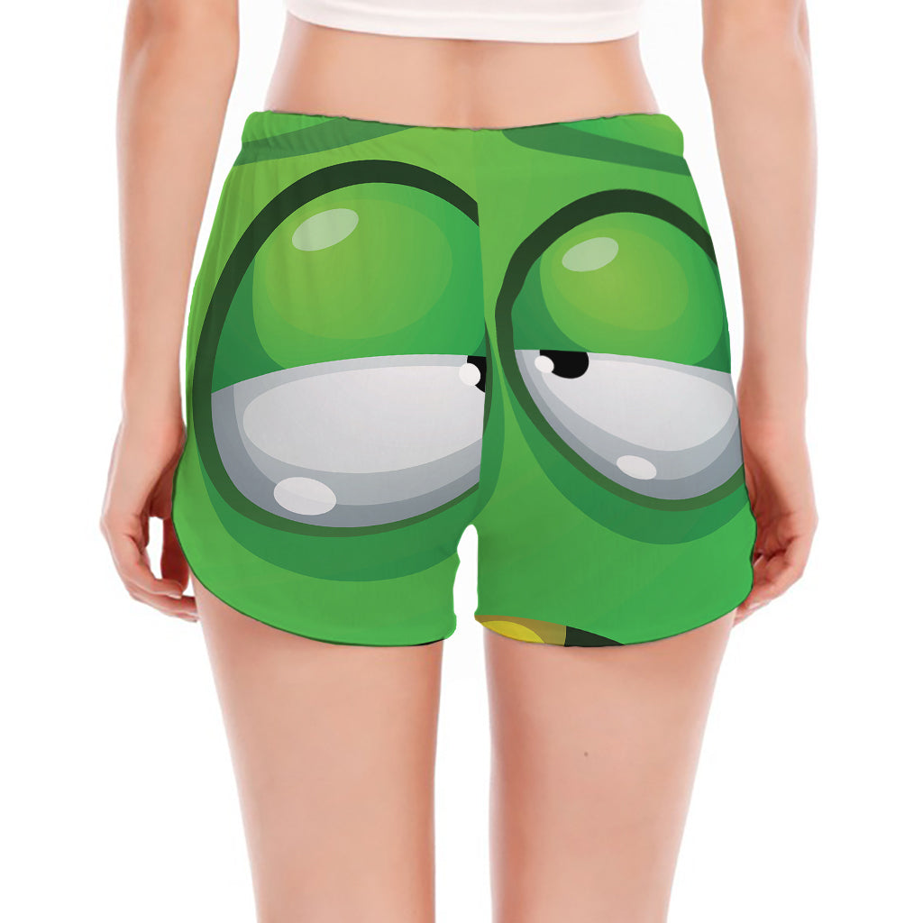 Halloween Frankenstein Face Print Women's Split Running Shorts