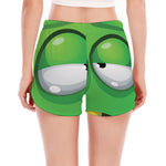 Halloween Frankenstein Face Print Women's Split Running Shorts