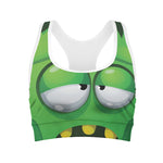 Halloween Frankenstein Face Print Women's Sports Bra