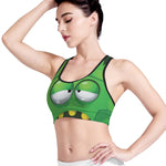 Halloween Frankenstein Face Print Women's Sports Bra