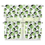 Halloween Frankenstein Pattern Print 3 Piece Kitchen Curtains