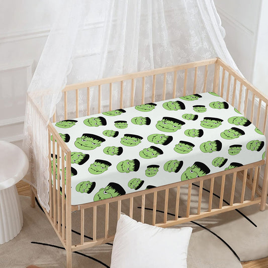 Halloween Frankenstein Pattern Print Baby Crib Sheet