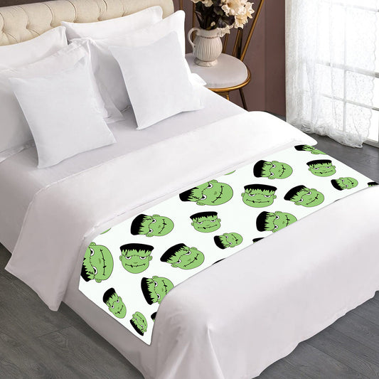 Halloween Frankenstein Pattern Print Bed Runner