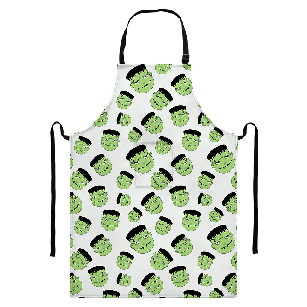 Halloween Frankenstein Pattern Print Bib Apron With Pocket