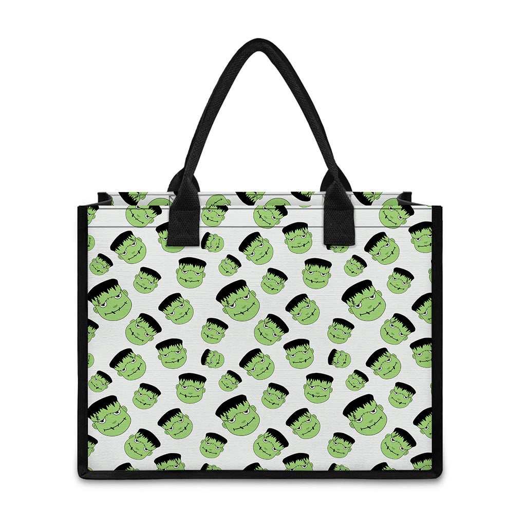 Halloween Frankenstein Pattern Print Canvas Tote Bag