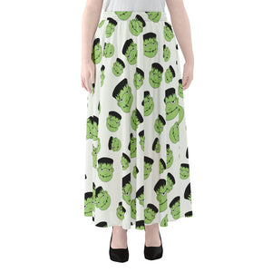 Halloween Frankenstein Pattern Print Chiffon Maxi Skirt