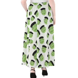 Halloween Frankenstein Pattern Print Chiffon Maxi Skirt