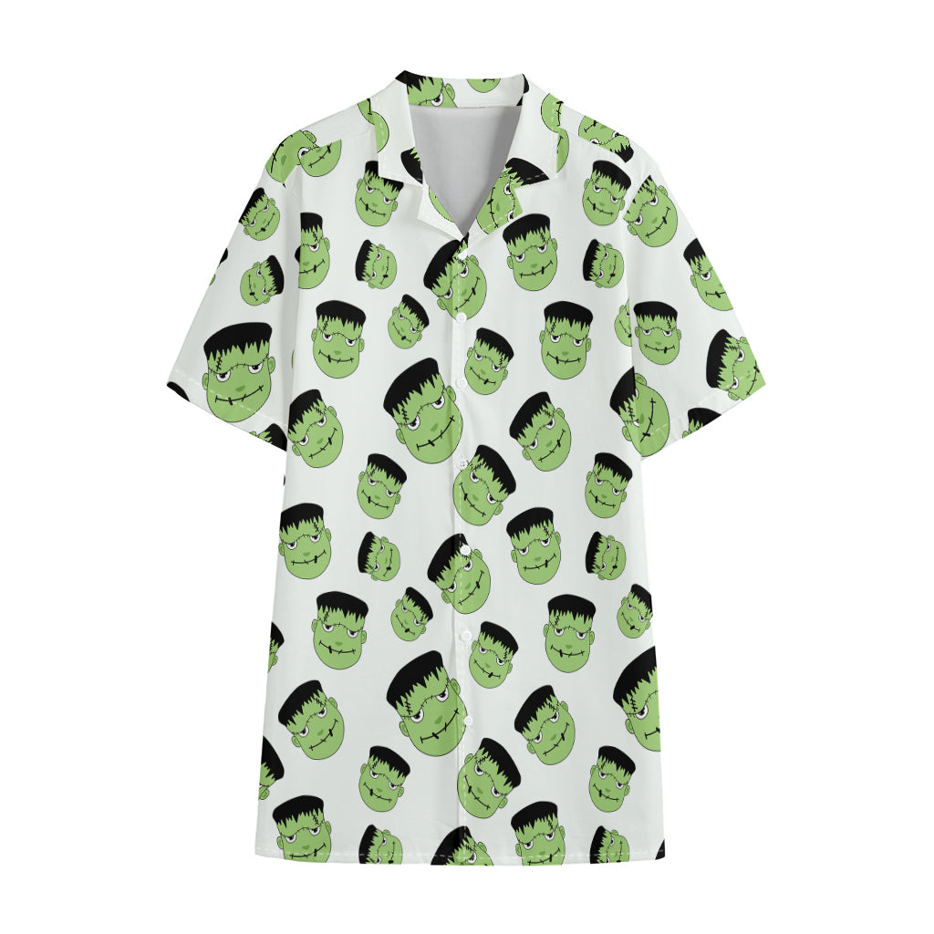 Halloween Frankenstein Pattern Print Cotton Hawaiian Shirt