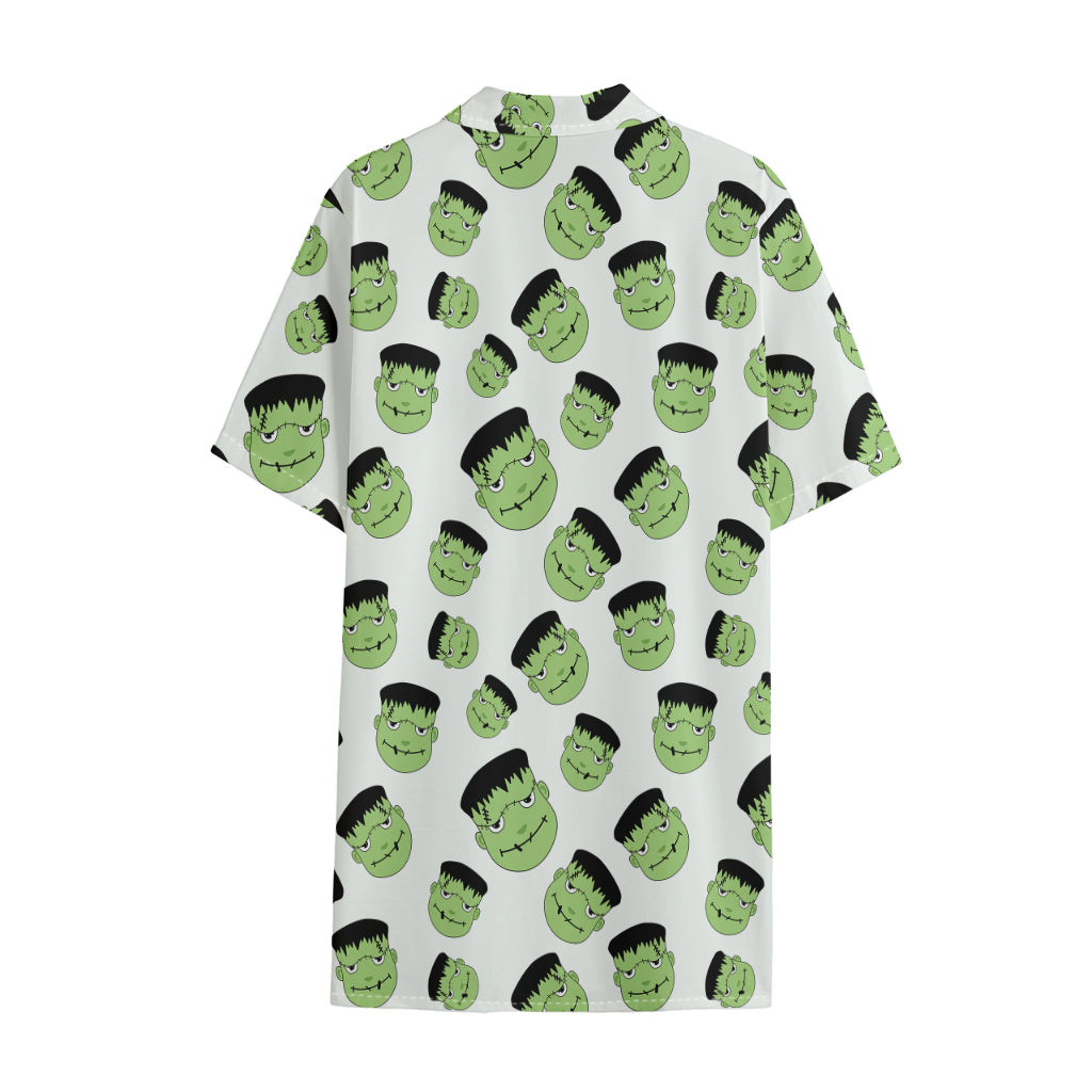 Halloween Frankenstein Pattern Print Cotton Hawaiian Shirt