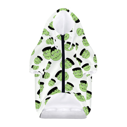 Halloween Frankenstein Pattern Print Dog Zip Up Hoodie