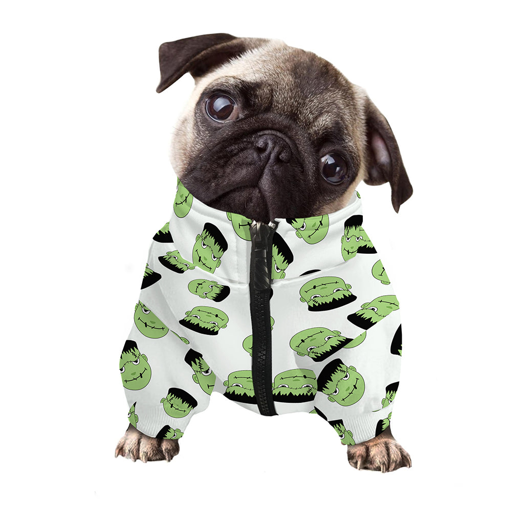 Halloween Frankenstein Pattern Print Dog Zip Up Jacket