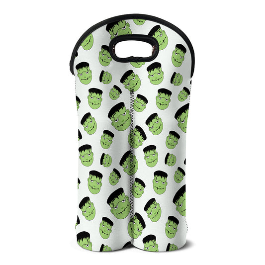Halloween Frankenstein Pattern Print Double Neoprene Wine Tote