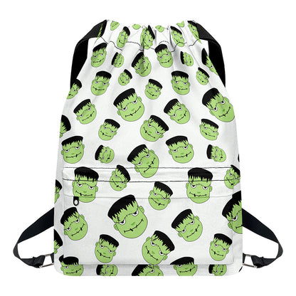 Halloween Frankenstein Pattern Print Drawstring Backpack