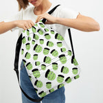 Halloween Frankenstein Pattern Print Drawstring Backpack