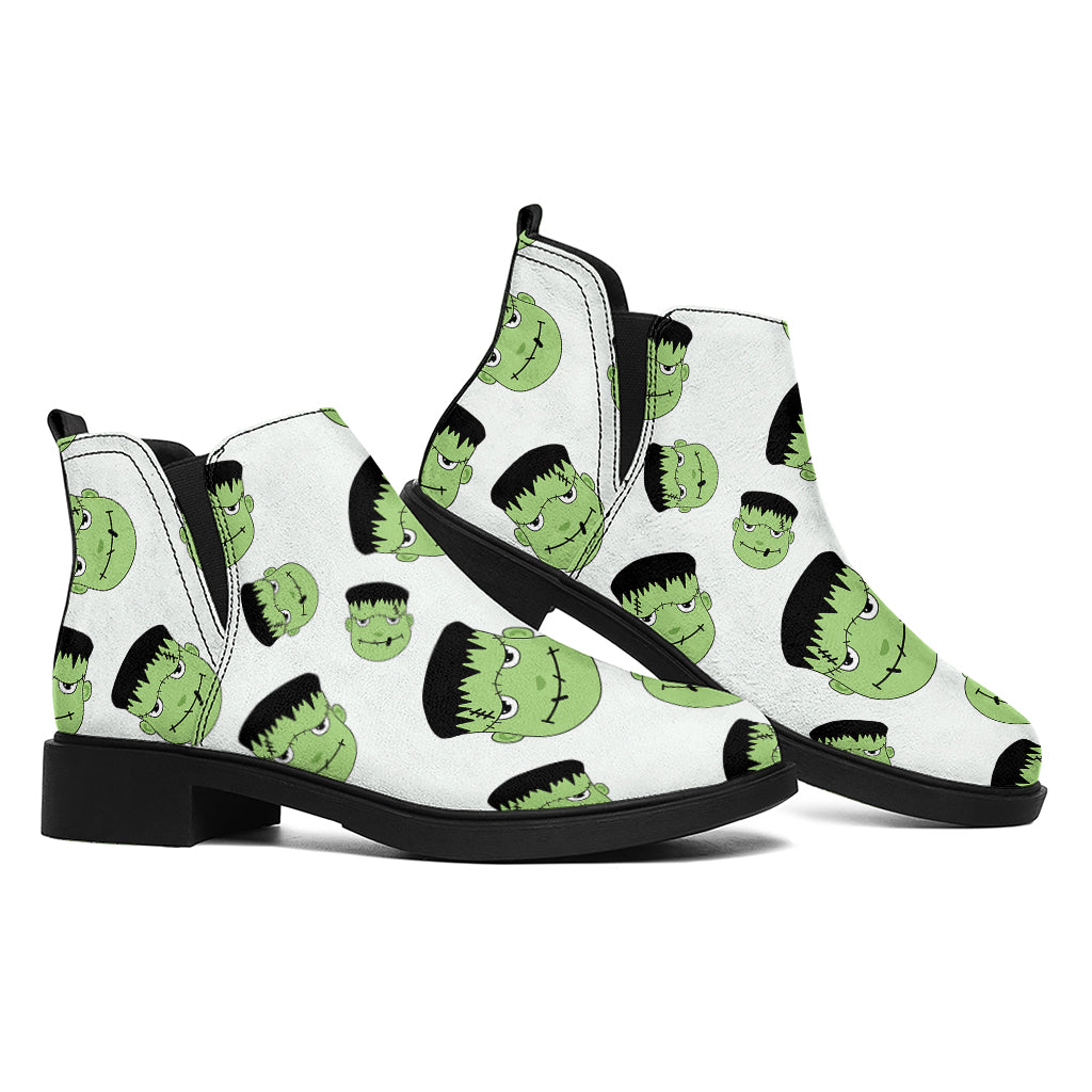 Halloween Frankenstein Pattern Print Flat Ankle Boots