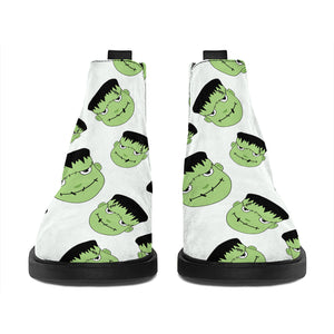 Halloween Frankenstein Pattern Print Flat Ankle Boots