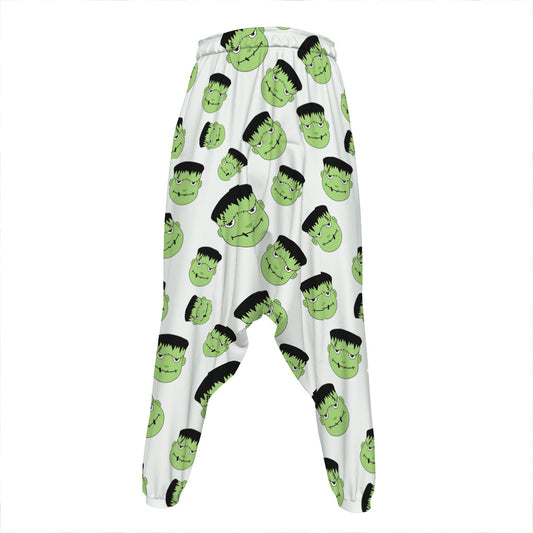 Halloween Frankenstein Pattern Print Hammer Pants