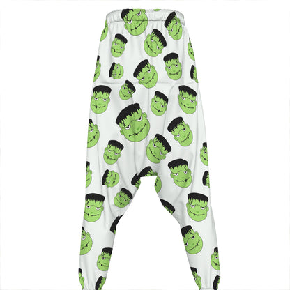 Halloween Frankenstein Pattern Print Hammer Pants