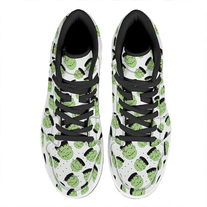 Halloween Frankenstein Pattern Print High Top Leather Sneakers