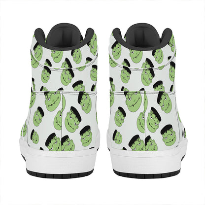 Halloween Frankenstein Pattern Print High Top Leather Sneakers