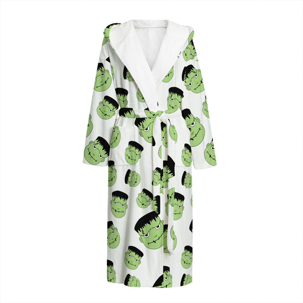 Halloween Frankenstein Pattern Print Hooded Bathrobe